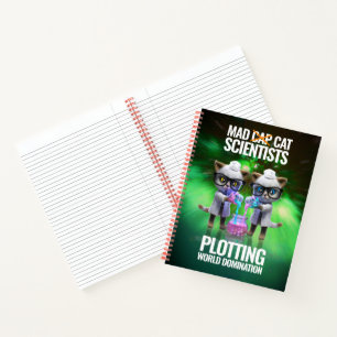 Funny Mad Cat Scientists die de wereldheerschappij Notitieboek
