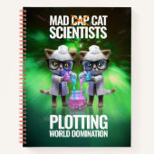 Funny Mad Cat Scientists die de wereldheerschappij Notitieboek (Voorkant)