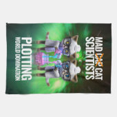 Funny Mad Cat Scientists die de wereldheerschappij Theedoek (Horizontaal)
