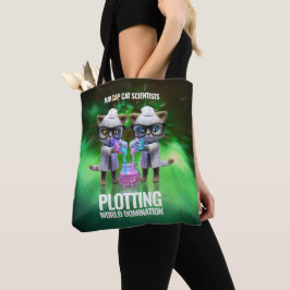 Funny Mad Cat Scientists die de wereldheerschappij Tote Bag