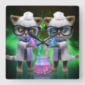 Funny Mad Cat Scientists die de wereldheerschappij Vierkante Klok (Voorkant)
