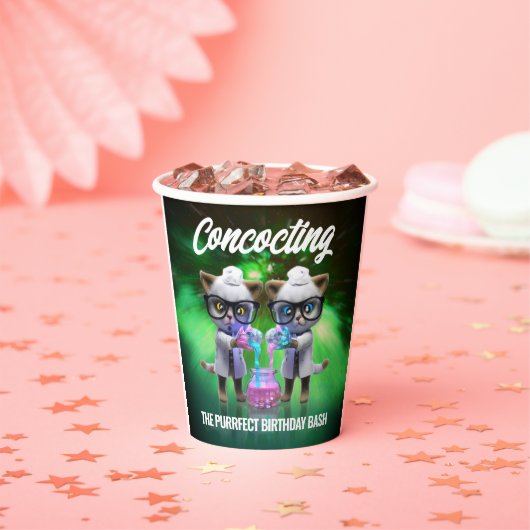 Funny Mad Cat Scientists Purrfect Birthday Papieren Bekers (Insitu)