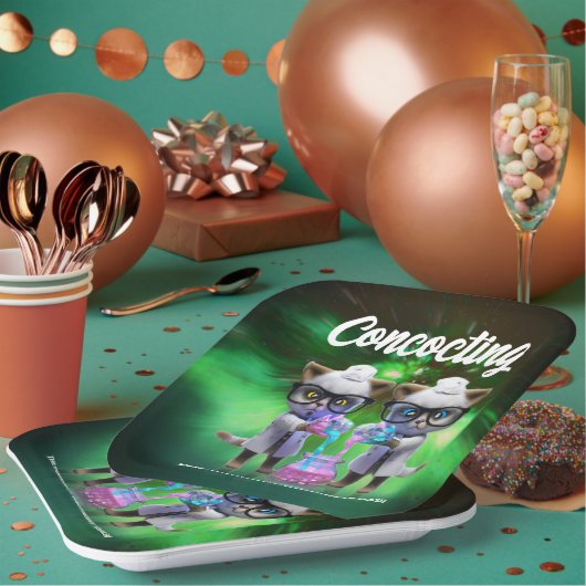 Funny Mad Cat Scientists Purrfect Birthday Papieren Bordje (Multi)