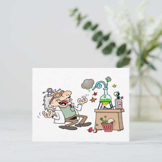 Funny Mad Scientist Briefkaart (Staand voorkant)