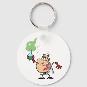 Funny Mad Scientist Holding Green Potion Sleutelhanger