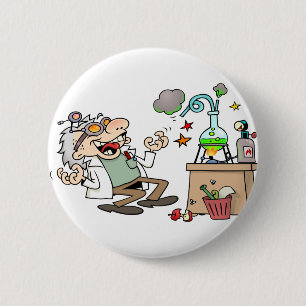 Funny Mad Scientist Ronde Button 5,7 Cm