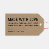 Funny Made with Love Gift Label Cadeaulabel (Voorkant (Horizontaal))