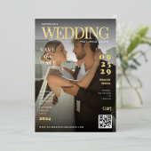 Funny Magazine Hoesje Dark Photo Unique Wedding Folie Uitnodiging (Staand Voorkant)