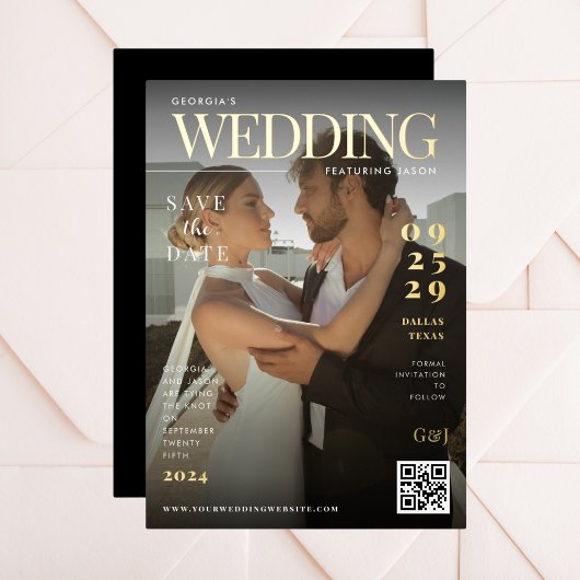 Funny Magazine Hoesje Dark Photo Unique Wedding Folie Uitnodiging