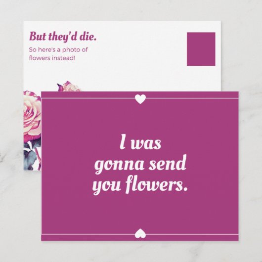 Funny Magenta Heart Border Briefkaart (Voorkant / Achterkant)