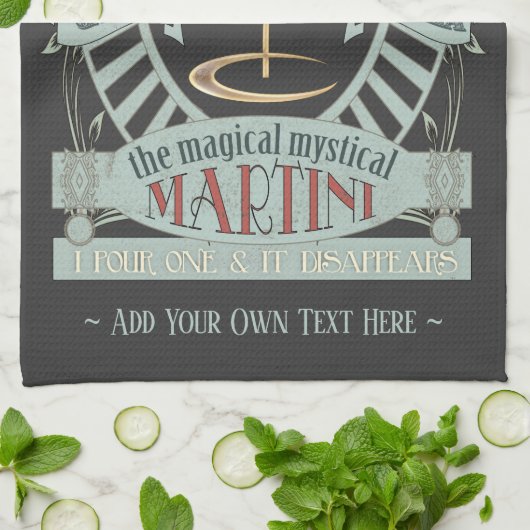 Funny Magical Martini Cocktail Personalized Kitche Theedoek (Gevouwen)