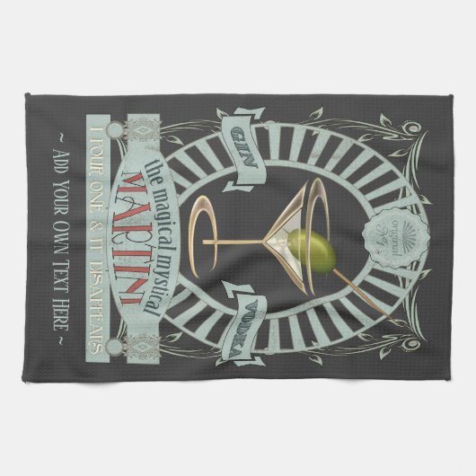 Funny Magical Martini Cocktail Personalized Kitche Theedoek (Horizontaal)