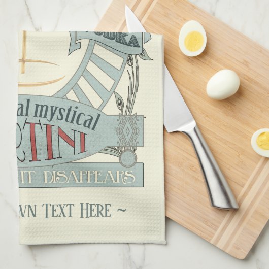 Funny Magical Martini Cocktail Personalized Kitche Theedoek (Quarter Fold)