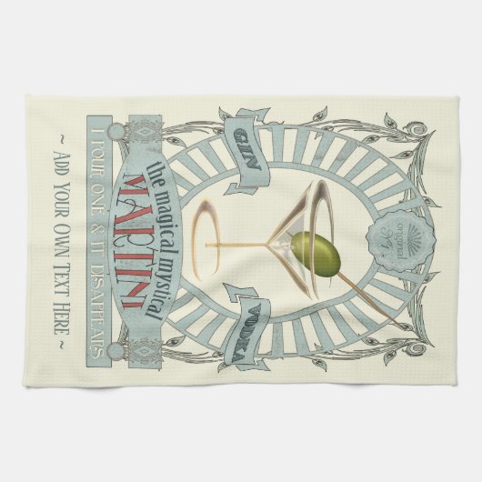 Funny Magical Martini Cocktail Personalized Kitche Theedoek (Horizontaal)