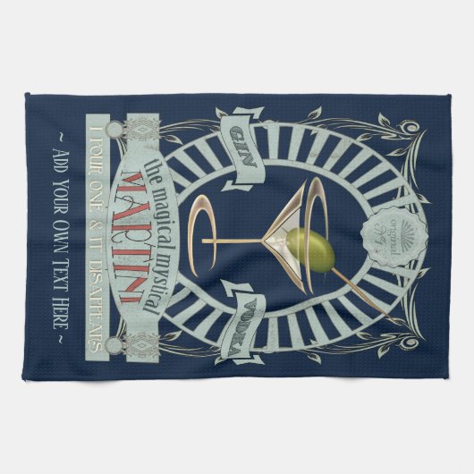 Funny Magical Martini Cocktail Personalized Theedoek (Horizontaal)