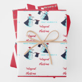 Funny Magicia Snowmen Santa Hat Pattern Kerstmis Inpakpapier Vel (In situ)