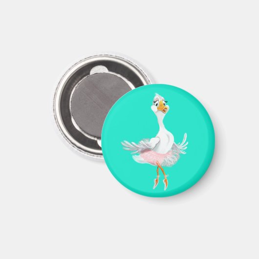Funny Magnet met Ballerina Duck - Uw kleuren (Voorkant / Achterkant)