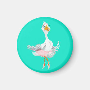 Funny Magnet met Ballerina Duck - Uw kleuren