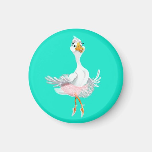Funny Magnet met Ballerina Duck - Uw kleuren (Voorkant)