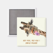 Funny Magnet met Plauful Giraffe- Smile (Voorkant / Achterkant)