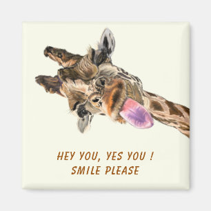Funny Magnet met Plauful Giraffe- Smile