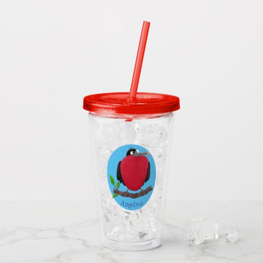 Funny magnificous frigate bird cartoon acryl drinkbeker (Achterkant ijs)
