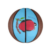 Funny magnificous frigate bird cartoon basketbal (Verticaal)