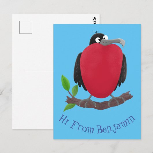 Funny magnificous frigate bird cartoon briefkaart (Voorkant / Achterkant)