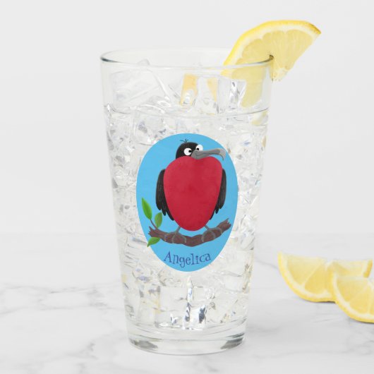 Funny magnificous frigate bird cartoon glas (Achterkant ijs)