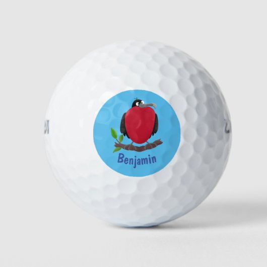 Funny magnificous frigate bird cartoon golfballen (Voorkant)