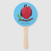 Funny magnificous frigate bird cartoon handwaaier (Achterkant)