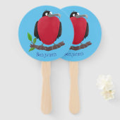 Funny magnificous frigate bird cartoon handwaaier (Voorkant en achterkant)