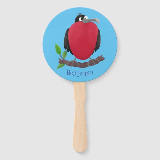 Funny magnificous frigate bird cartoon handwaaier (Voorkant)