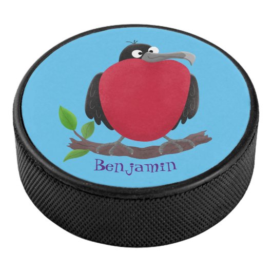 Funny magnificous frigate bird cartoon hockey puck (3/4)