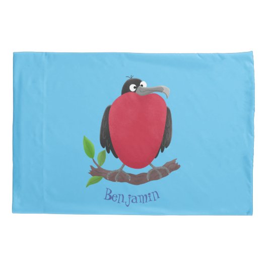 Funny magnificous frigate bird cartoon kussensloop (Achterkant)