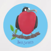 Funny magnificous frigate bird cartoon labels (Design 2)