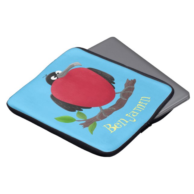 Funny magnificous frigate bird cartoon laptop sleeve (Voorkant top)