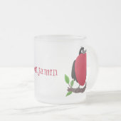 Funny magnificous frigate bird cartoon matglas koffiemok (Voorkant rechts)