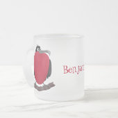 Funny magnificous frigate bird cartoon matglas koffiemok (Voorkant links)