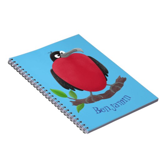 Funny magnificous frigate bird cartoon notitieboek (Rechterzijde)