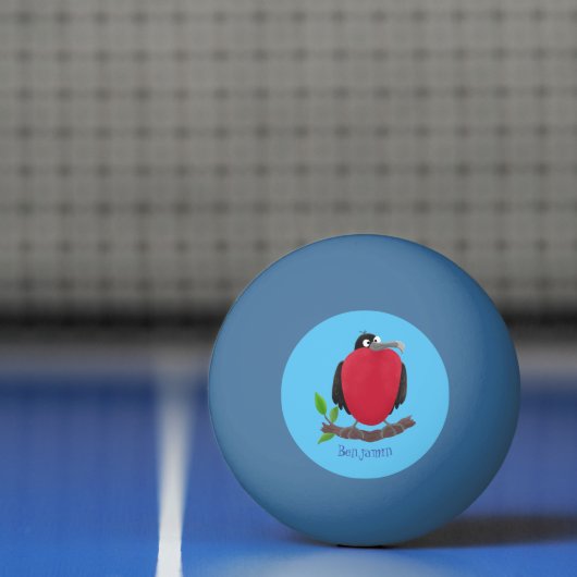 Funny magnificous frigate bird cartoon pingpongbal (Net)