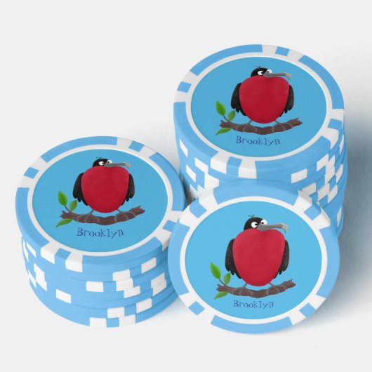 Funny magnificous frigate bird cartoon poker chips (Opstapeling)