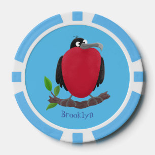 Funny magnificous frigate bird cartoon poker chips