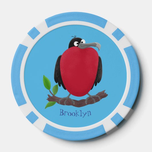 Funny magnificous frigate bird cartoon poker chips (Achterkant)
