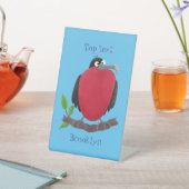 Funny magnificous frigate bird cartoon reclamebord met voetstuk (Insitu)