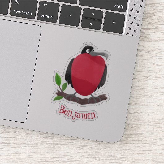 Funny magnificous frigate bird cartoon sticker (Detail)