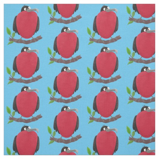 Funny magnificous frigate bird cartoon stof (Swatch)