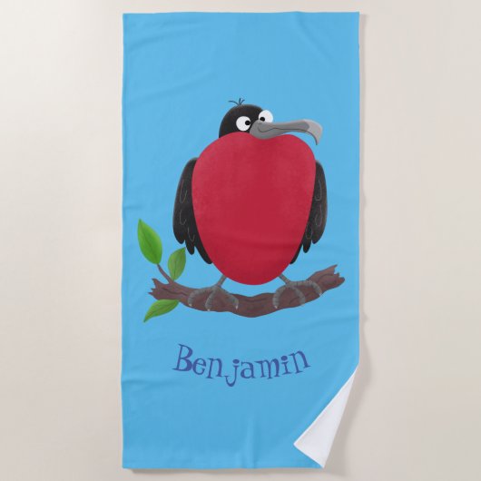 Funny magnificous frigate bird cartoon strandlaken (Voorkant)