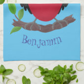 Funny magnificous frigate bird cartoon theedoek (Gevouwen)