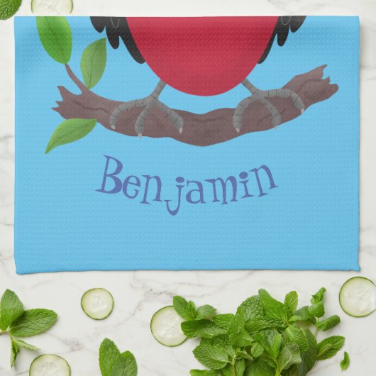 Funny magnificous frigate bird cartoon theedoek (Gevouwen)